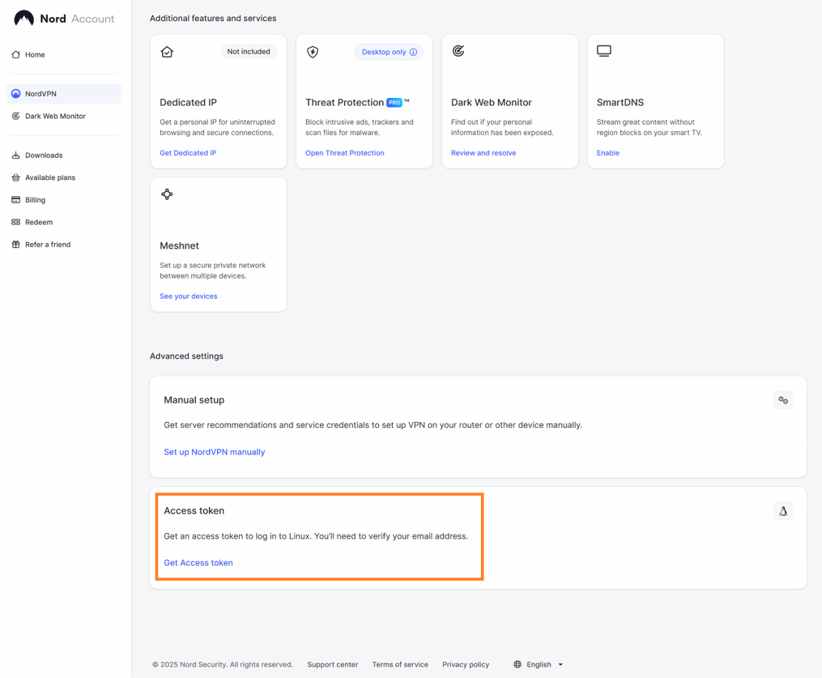 NordVPN Access Tokens 1