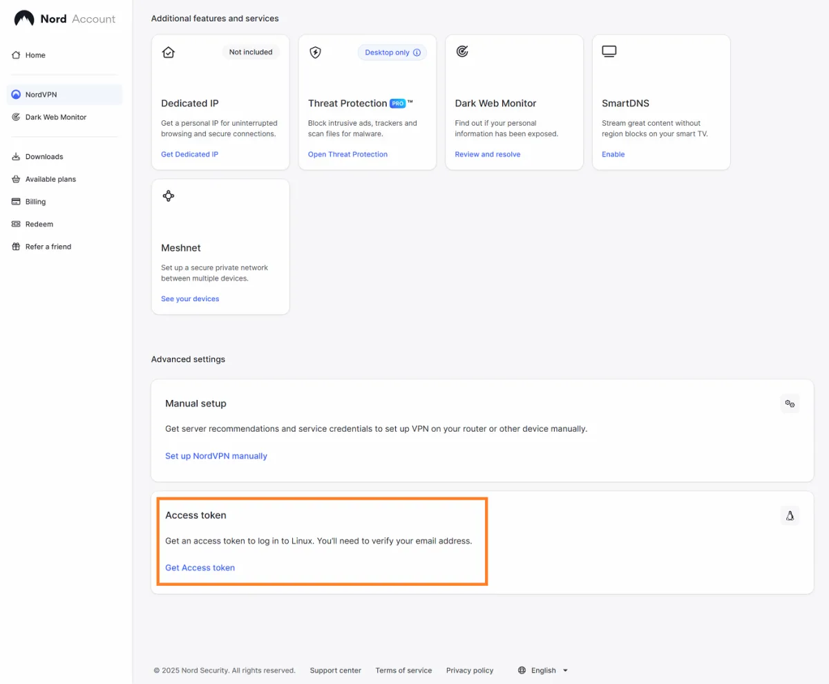 NordVPN Access Tokens 1