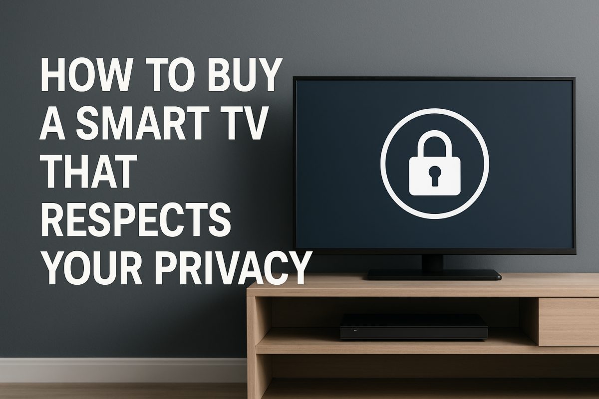 Smart TV with lock icon on screen, illustrating how to buy a privacy-respecting smart TV