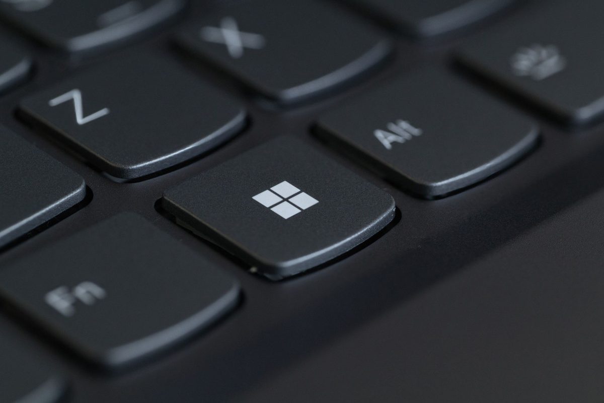 Close-up of a black keyboard showing the Windows key between Alt and Z keys.