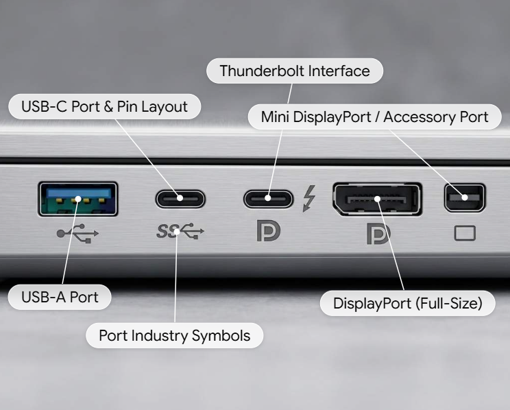 Usb port display port visual reference guide